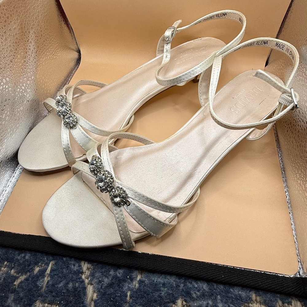 David's Bridal dyed light Ivory Sandals with Rhinestone Detail - Picture 3 of 13